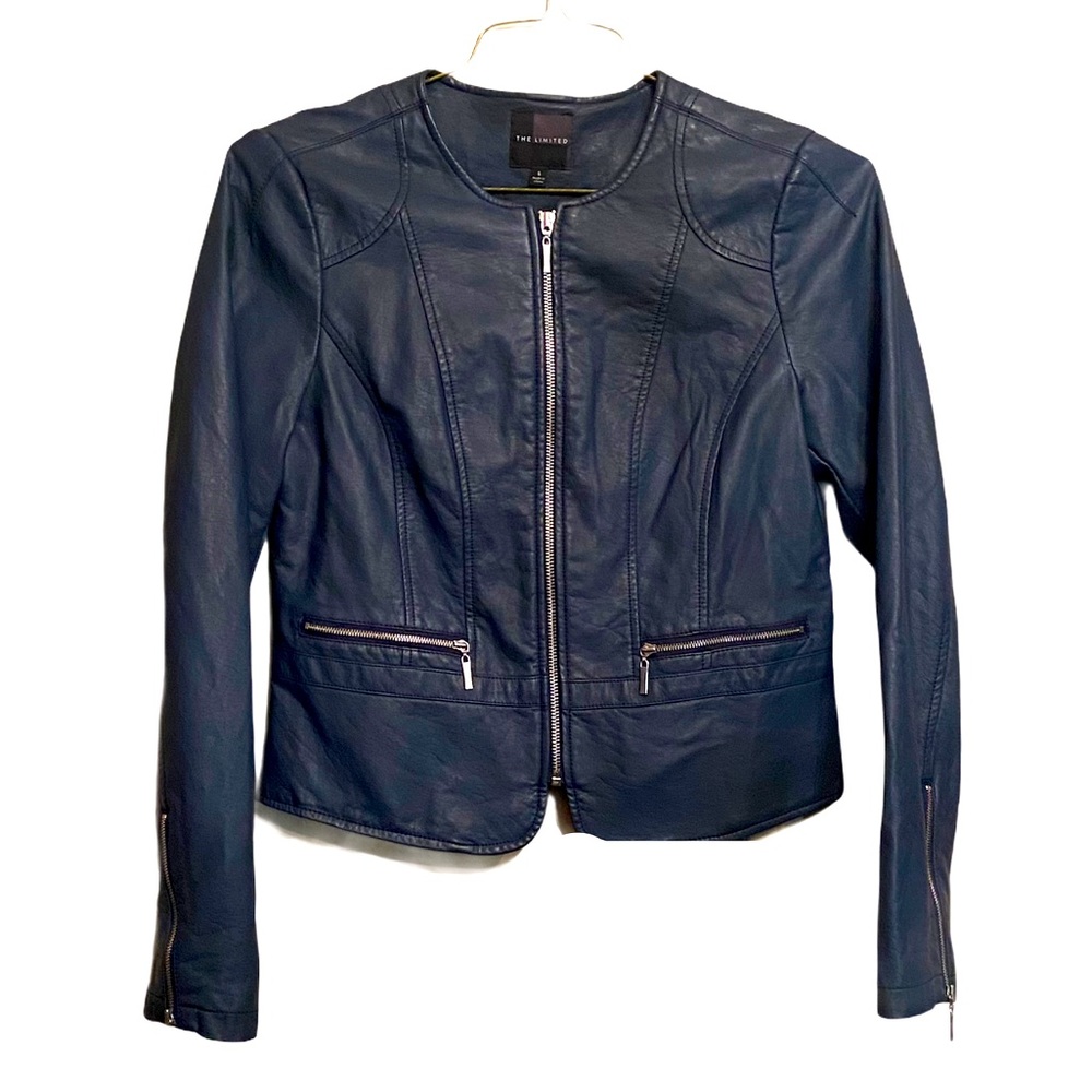 The Limited Blue Faux Leather Jacket size S